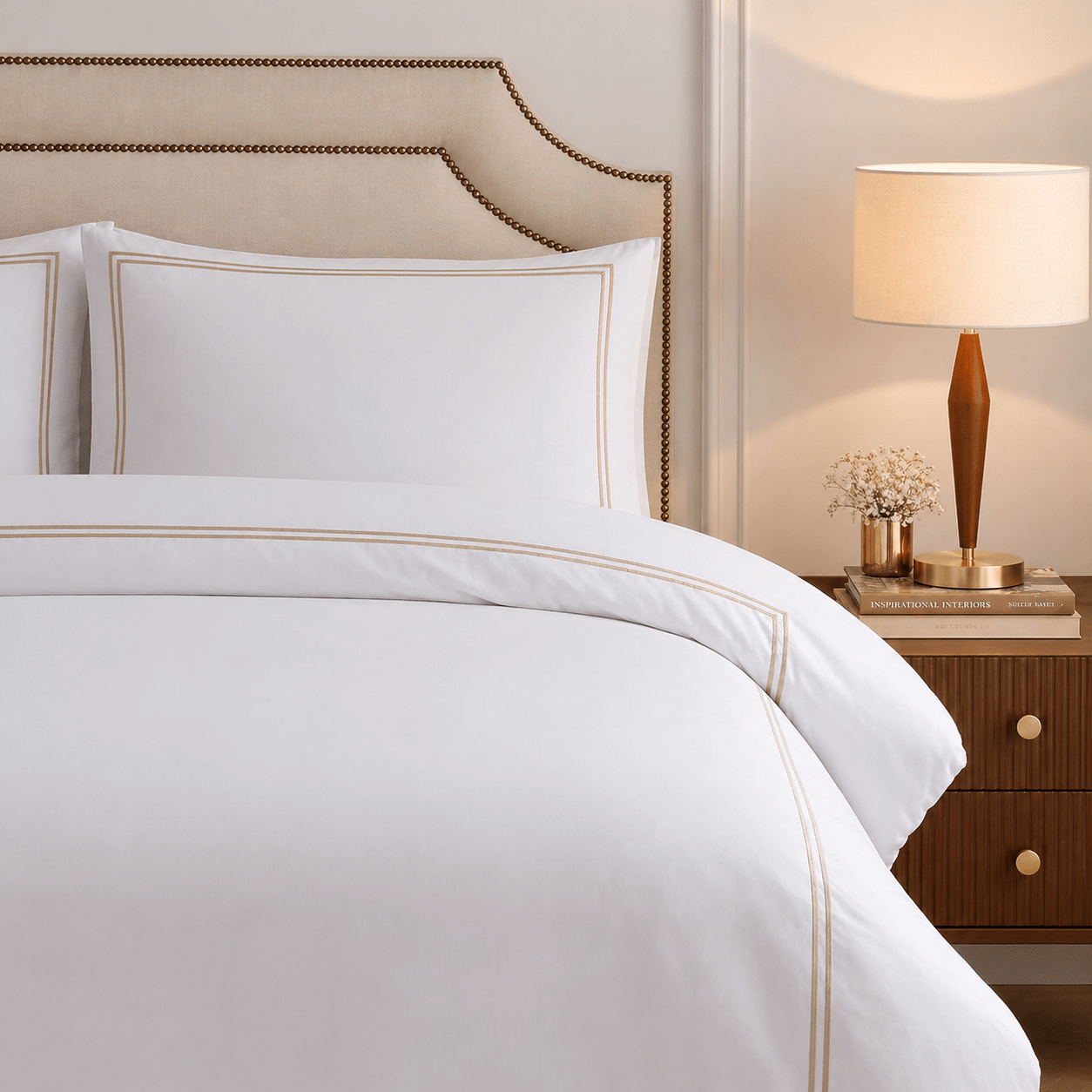 Ensemble de couette Elara Champagne – Taille King - Marfinio