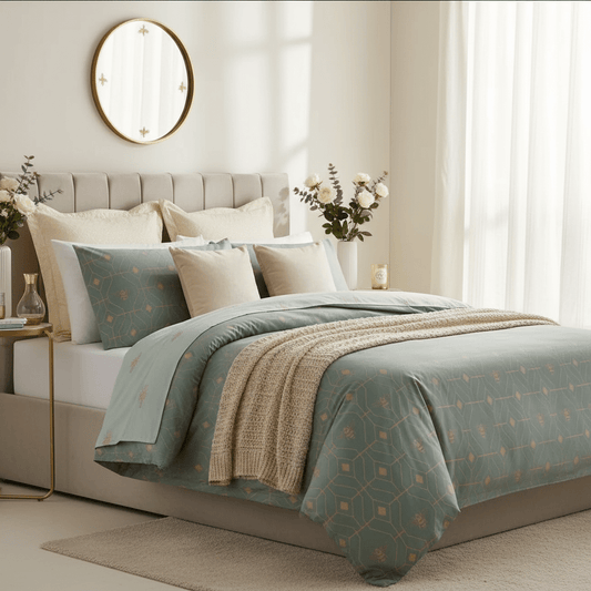 Parure de lit Bee Déco – Eau de Nil 🐝 - Marfinio